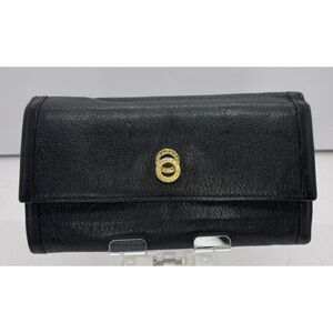 BVLGARI Doppiotondo Leather Long Bifold Wallet Black Bulgari